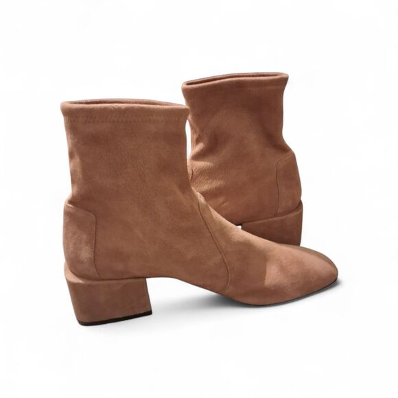 $650 Stuart Weitzman Sofia Block Heel Suede Sock Boots 9B ESPRESSO STRETCH 2021 - Picture 5 of 10